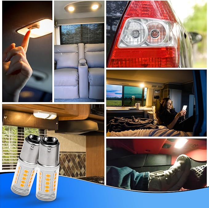 BA15D AC/DC12-24 Volt LED Bulb, Double Contact/DC Bayonet Base, 1076 1142 1176 S8 5 Watt 2700K Warm White for RV Camper Trailer Boat Trunk Interior Lights(Pack of 3)