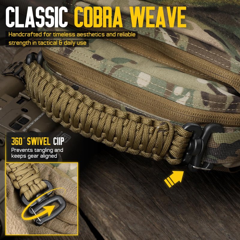 Pitozer Tactical Paracord Handle，9-core Weaving Paracord Strap for Backpack Handle Replacement，Molle Attachment with Plastic Clips for Tactical Bag Accessory,Sling Bags(7.9"/20cm Optimal spacing)