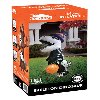 Joiedomi 8 FT Halloween Inflatables Outdoor Decorations, Halloween Blow Ups for Yard, Inflatable Skeleton Dinosaur with Pumpkin for Outside Garden Decor