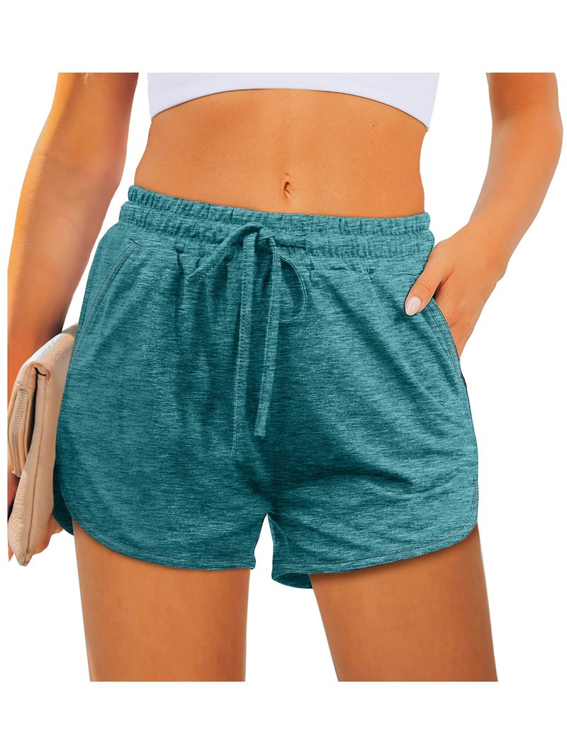 Aloodor Womens Shorts for Summer Casual Basketball Shorts Pine Green XXL