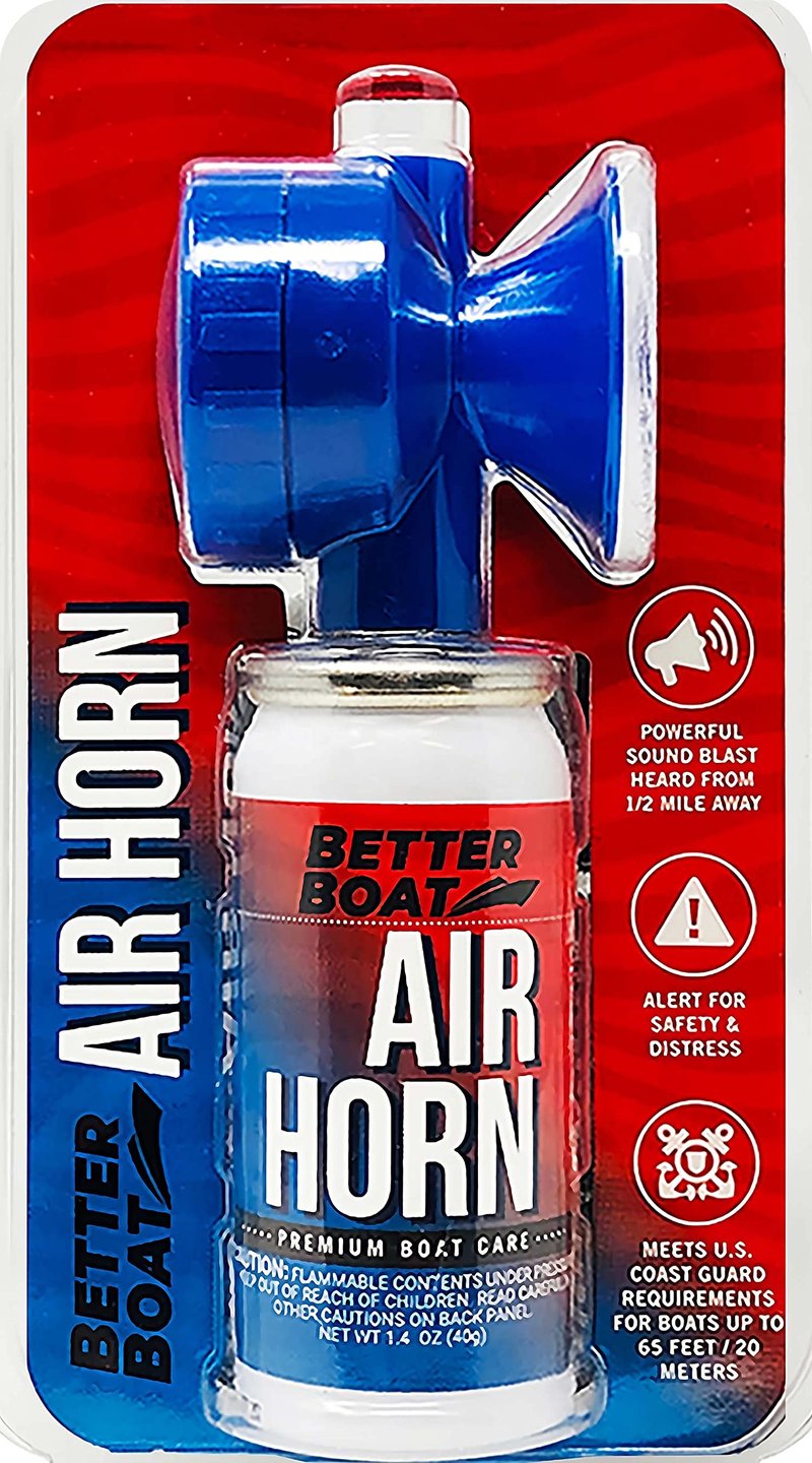 Air Horn 1.4 oz 120 dB, Compact Emergency Signal Horn for Boating Safety Walking Camping, Handheld Fog Horn Heard 1/2 Mile, Made in USA - Better Boat