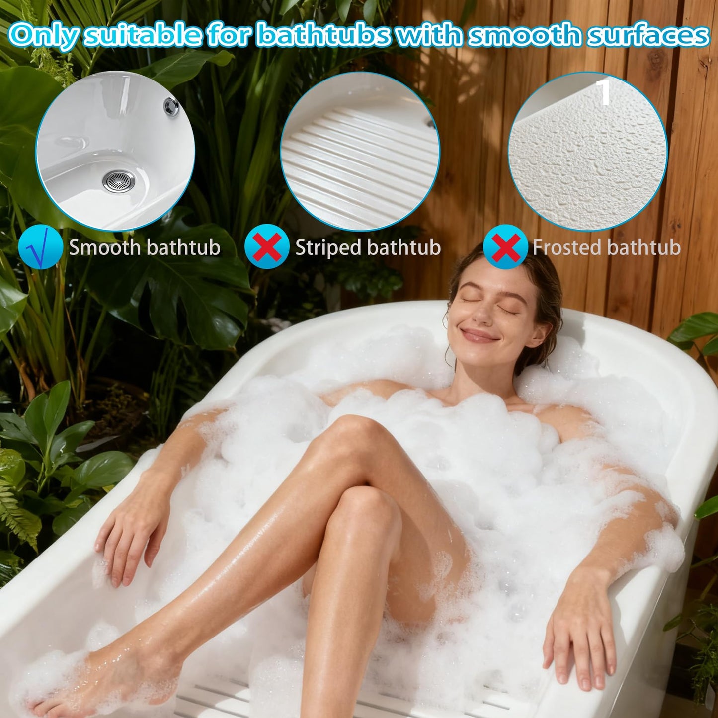 Bubble Bath Mat,Bubble Bath Massager for Smooth Bathtub – 3-Speed Adjustable Tub Spa Massager with Non-Slip Suction Cups and Remote Control – Ideal for Stress, Sore Muscles & Total Relaxation