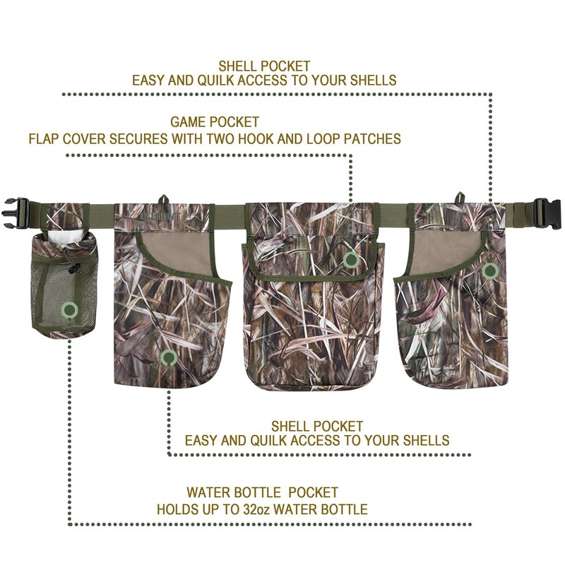 QOGIR Dove Hunting Belt With Game Pouch, Shell Bags, Water Bottle Carrier - Adjustable, Breathable Field Shooting Gear and Accessories