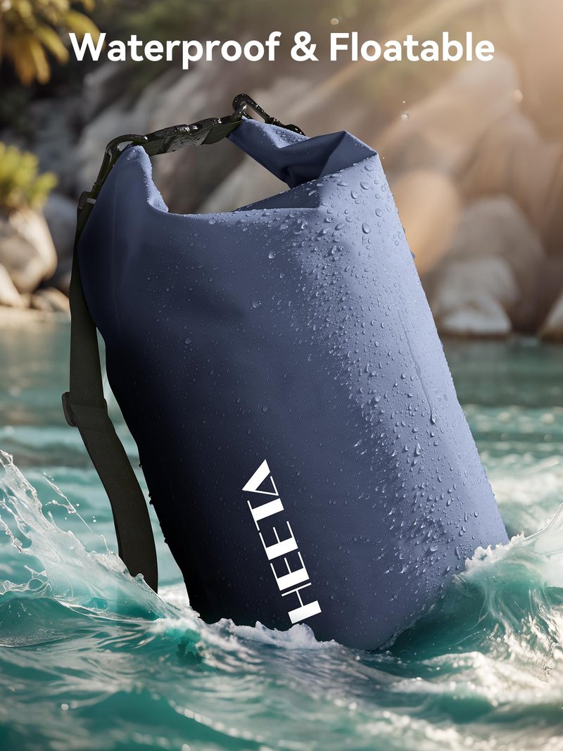 HEETA Waterproof Dry Bag for Women Men, Roll Top Lightweight Dry Storage Bag Backpack with Emergency Whistle for Travel, Kayaking, Boating, Camping, Beach, Cruise Ship Essentials (Dark Blue, 30L)