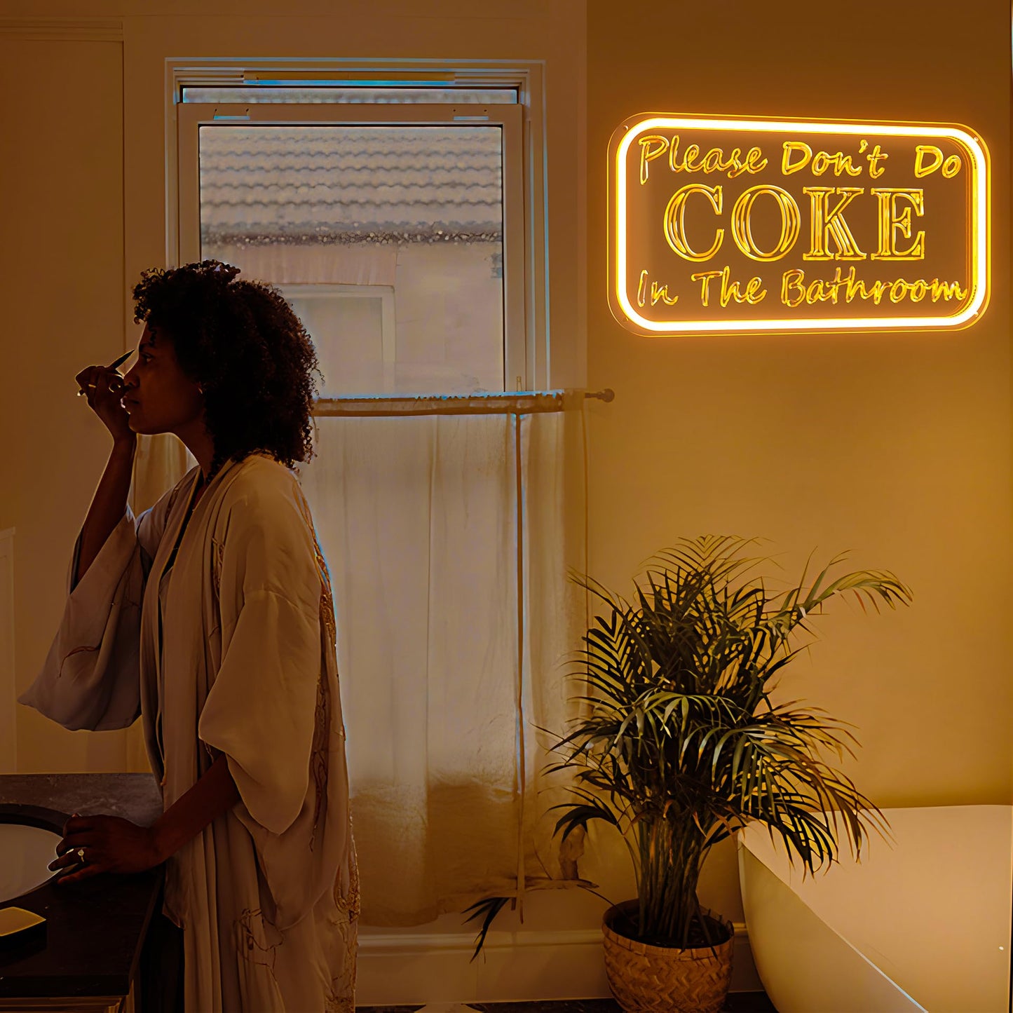 Please Don 't Do Coke in The Bathroom Neon Sign for Wall Decor, Neon Light Sign With Adjustable Brightness, Light Up Sign for Party Decor, Bathroom, Halloween Funny Neon Signs