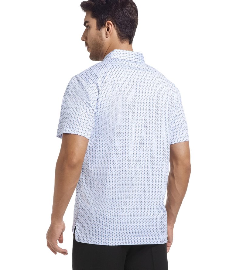Alex Vando Mens Golf Shirt Moisture Wicking Classic Print Golf Shirts for Men,White U,L