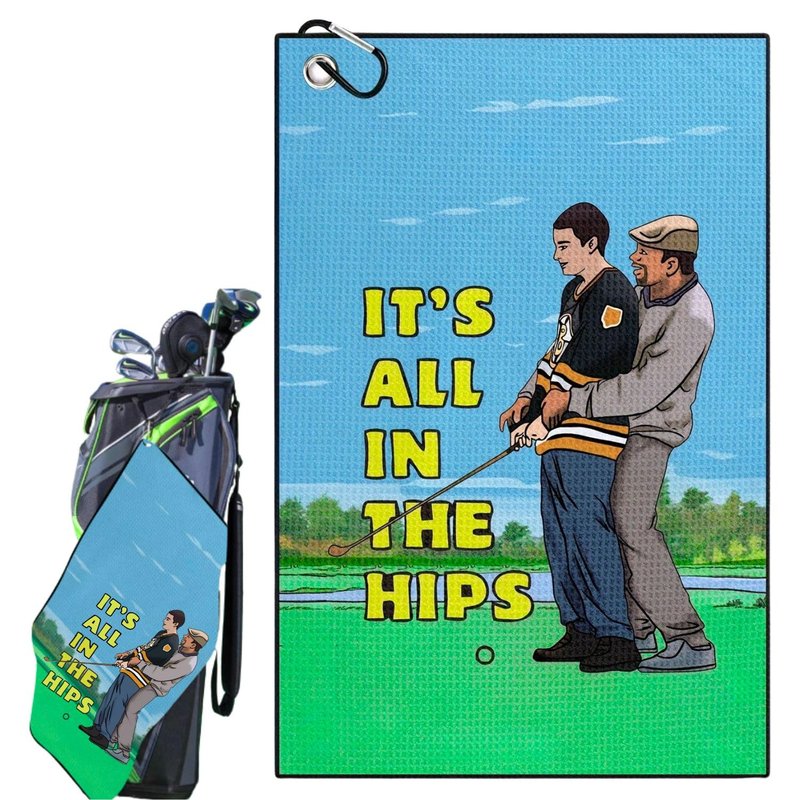 Amitrely Funny Printed Golf Towels for Golf Bags with Clip, Golf Gift for Men Husband Boyfriend Dad, Birthday Gifts for Fan - It's All in The HIPS