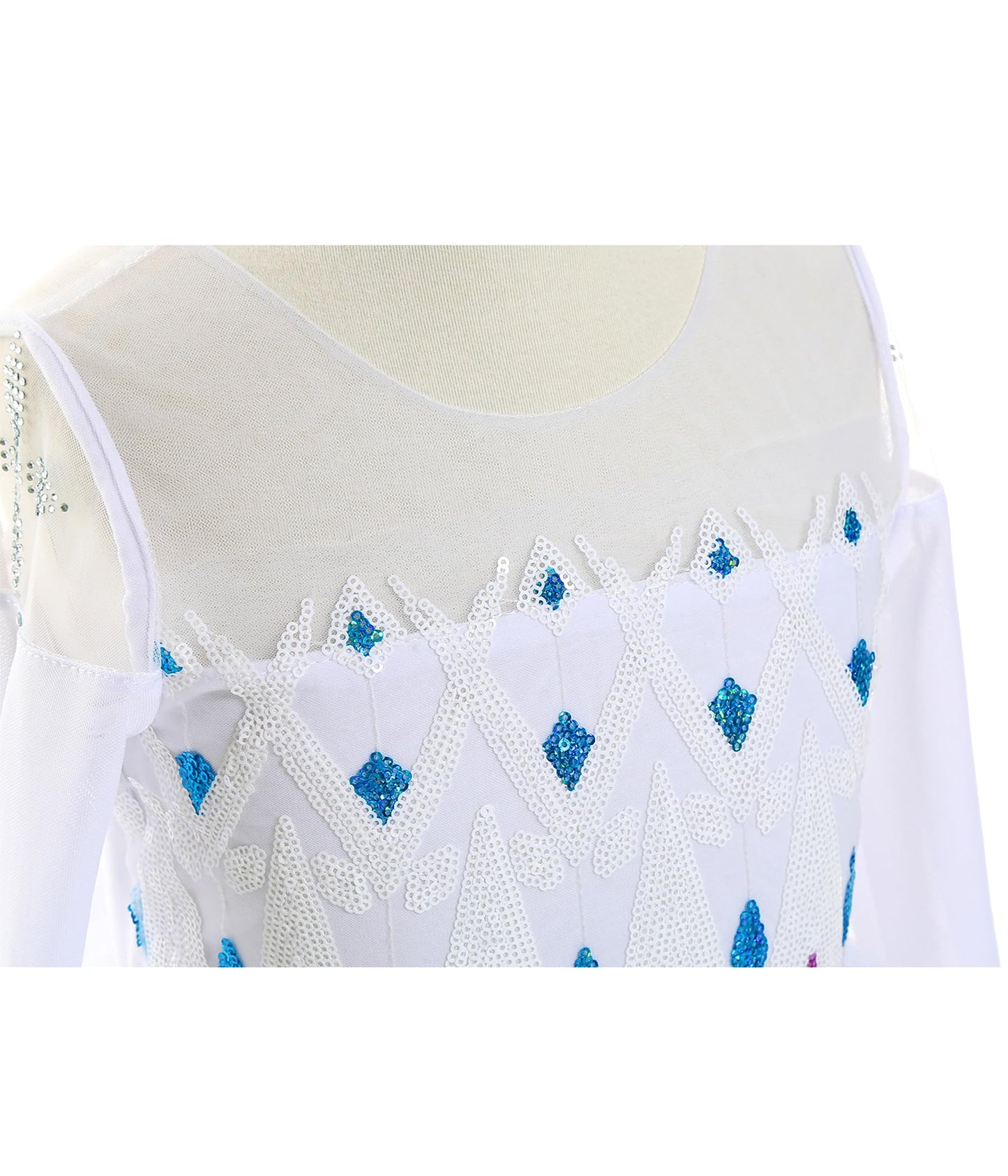 Aoiviss Girls Princess Costumes Snow Queen Princess Dresses Fancy Dress Up Clothes for Halloween Snow Party Cosplay, White