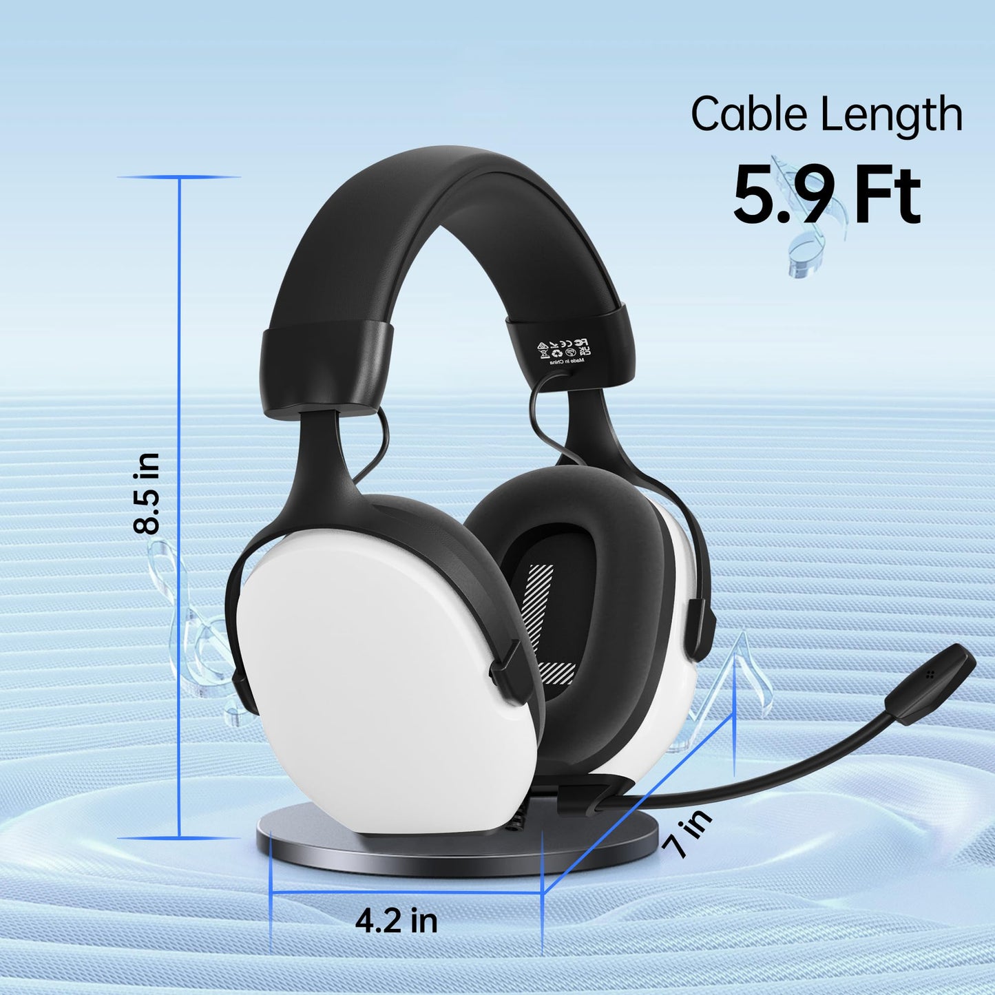 CASLSI Gaming Headsets with Mic for Xbox,PS4,PS5,Switch,PC,7.1 Surround Sound Gmaing Headphones with Noise Cancelling Microphone,50MM Dynamic Drivers, 3.5MM Audio Jack-White