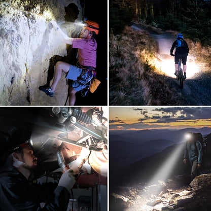 Blukar Headlamp Head Torch Rechargeable, Super Bright Lightweight Waterproof LED Headlight with Red Warning Lights, 8 Light Modes, Motion Sensor Control, 30 Hrs Runtime for Running, Hiking etc.