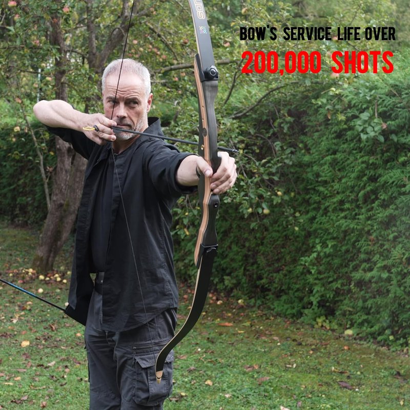 Sanlida Noble Standard Beginner & Intermediate Recurve Bow and Arrows Kit for Adult and Youth, Wooden Takedown Recurve Bow Package for Training, Practice & Competition RH Only (68", 32lbs)