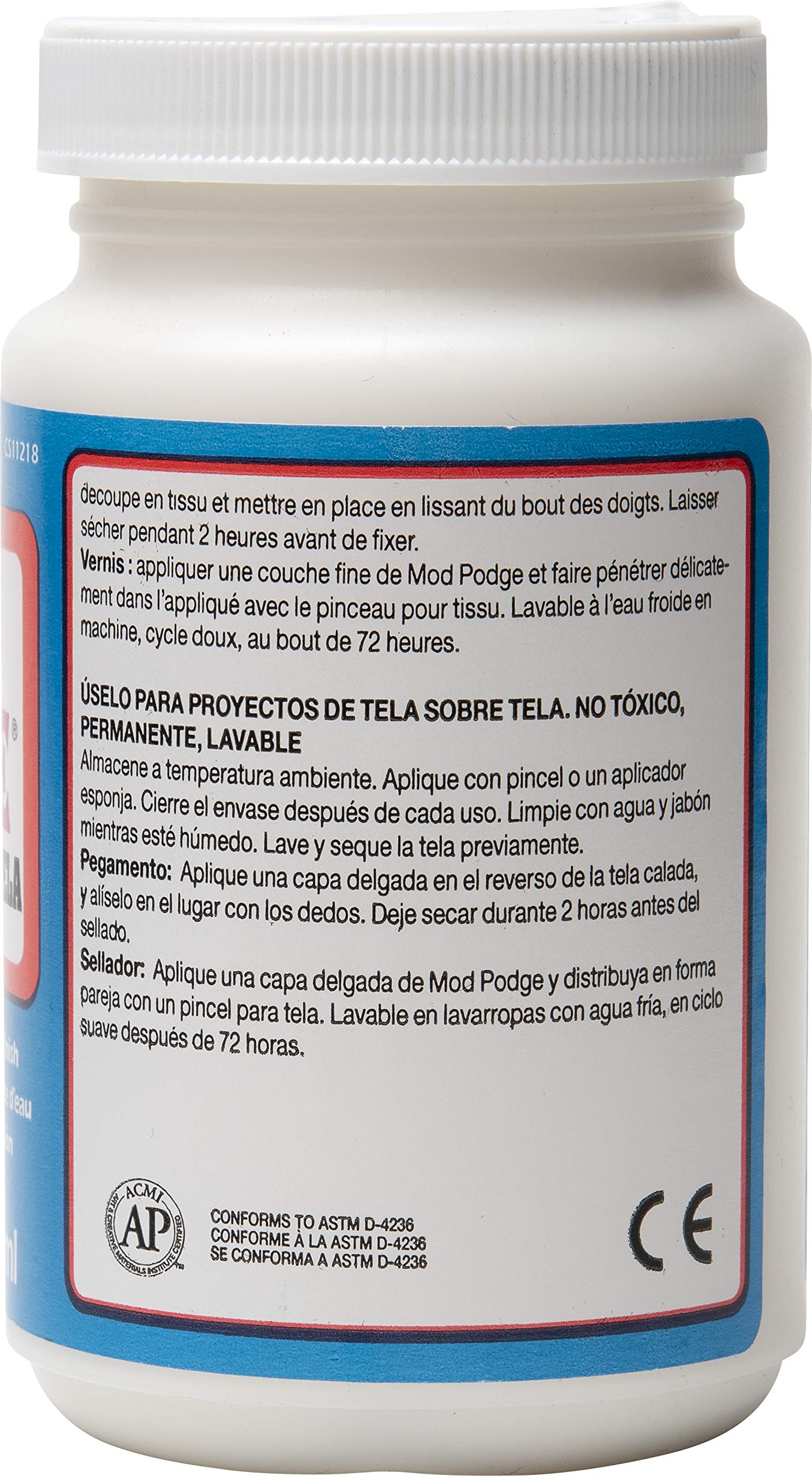 Mod Podge, Water-based Fabric Glue, Sealer and Finish, Transparent, 236 ml Bottle