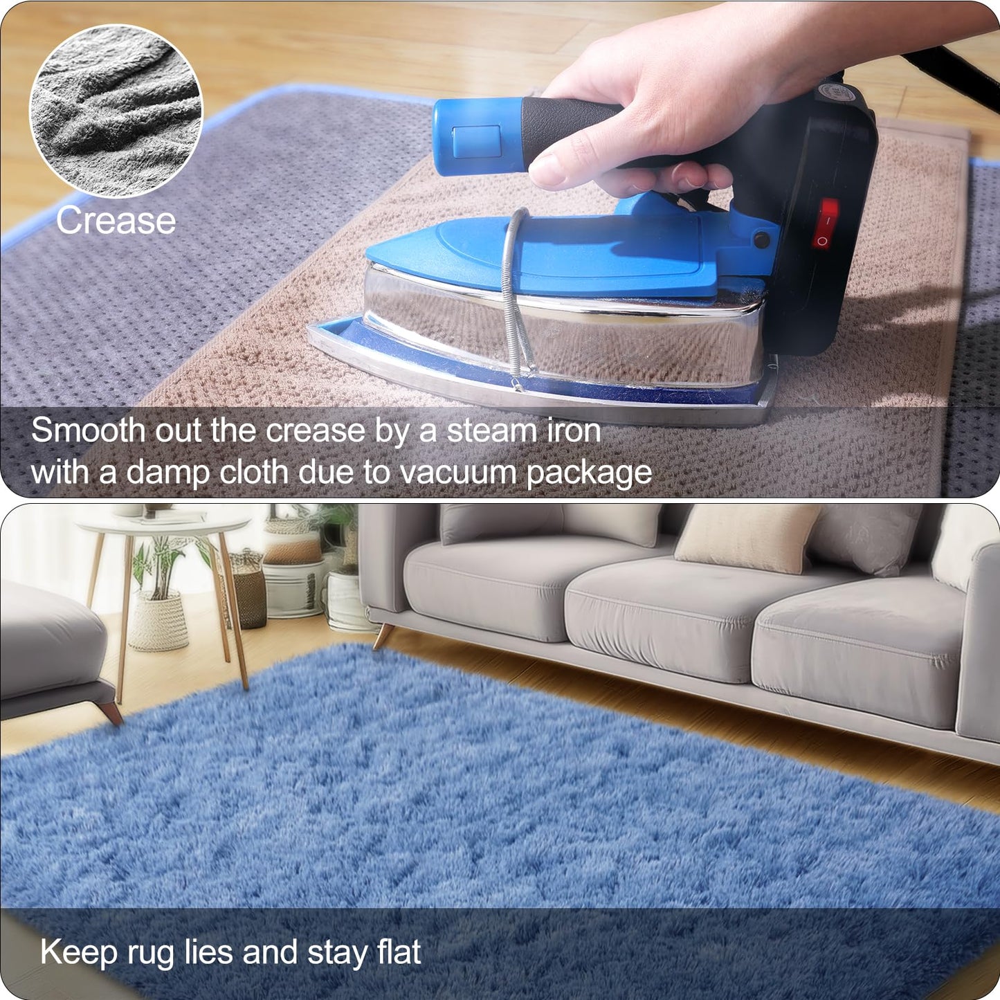 qulint Blue Rug for Bedroom, 2x3 Area Rugs for Boys Room Soft Fluffy Shag Small Carpet for Nursery, Fuzzy Shaggy Alfombras for Kids Boys and Girls Dorm Living Room Home Decor (2ft x 3ft, Blue)