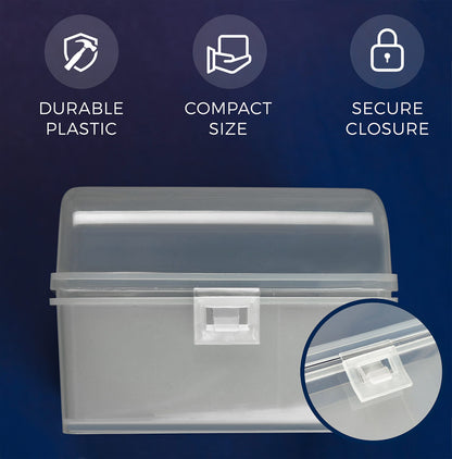 GlossyEnd Set of 2, 37 Slot Multi Battery Storage Box, Battery Storage Case, Battery Holder, Stores: 15 AA Batteries, 12 AAA Batteries, 6 C Batteries, 2 D Batteries and 2 9V Batteries, Clear