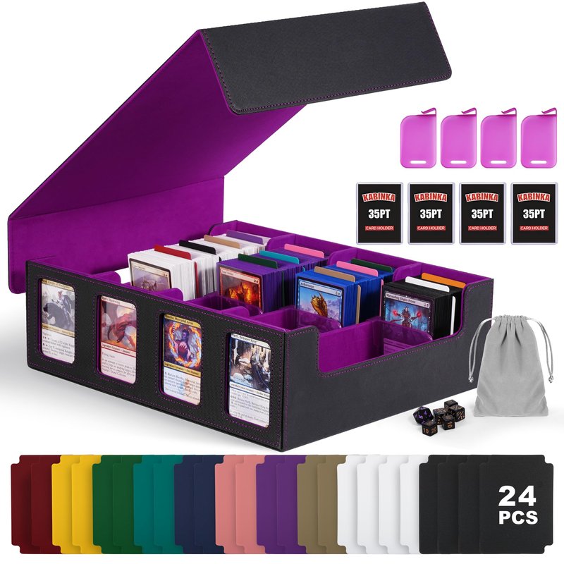 Kabinka Card Storage Box with Commander Display, 5-Row 3900+ Card Deck Box for MTG Sports Cards