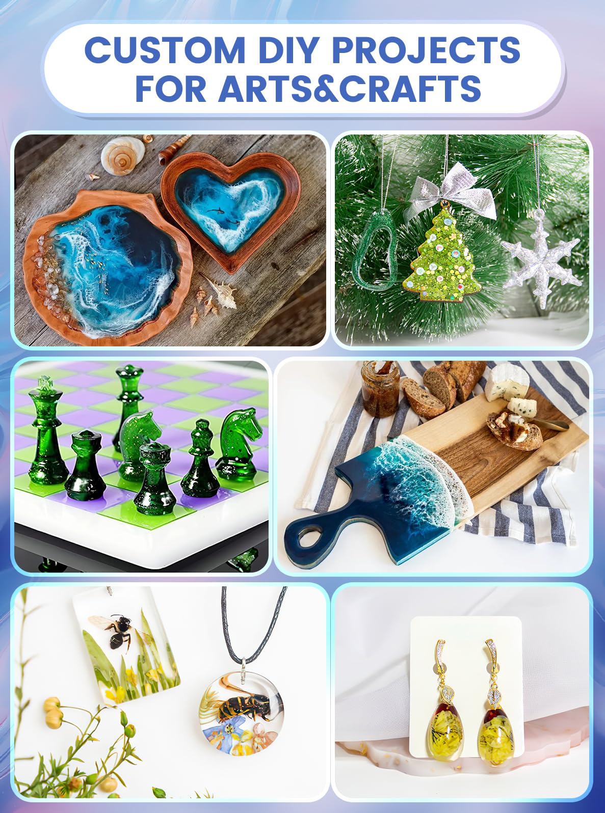 Jarezina 64OZ Epoxy Resin Kit,Crystal Clear Epoxy Resin-Strong and No Bubble,Not Yellowing,Self Leveling Easy Mix 1:1,Suitable for Art Casting,DIY,Jewelry Projects, Wood & Molds