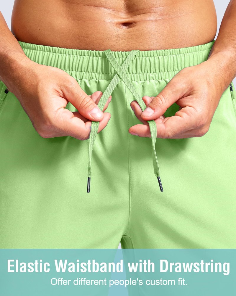 G Gradual Men's Athletic Running Shorts with Zipper Pockets Quick Dry 7"/ 5"/ 9" Workout Gym Shorts for Basketball Hiking(Mint Moment,9XXXL)