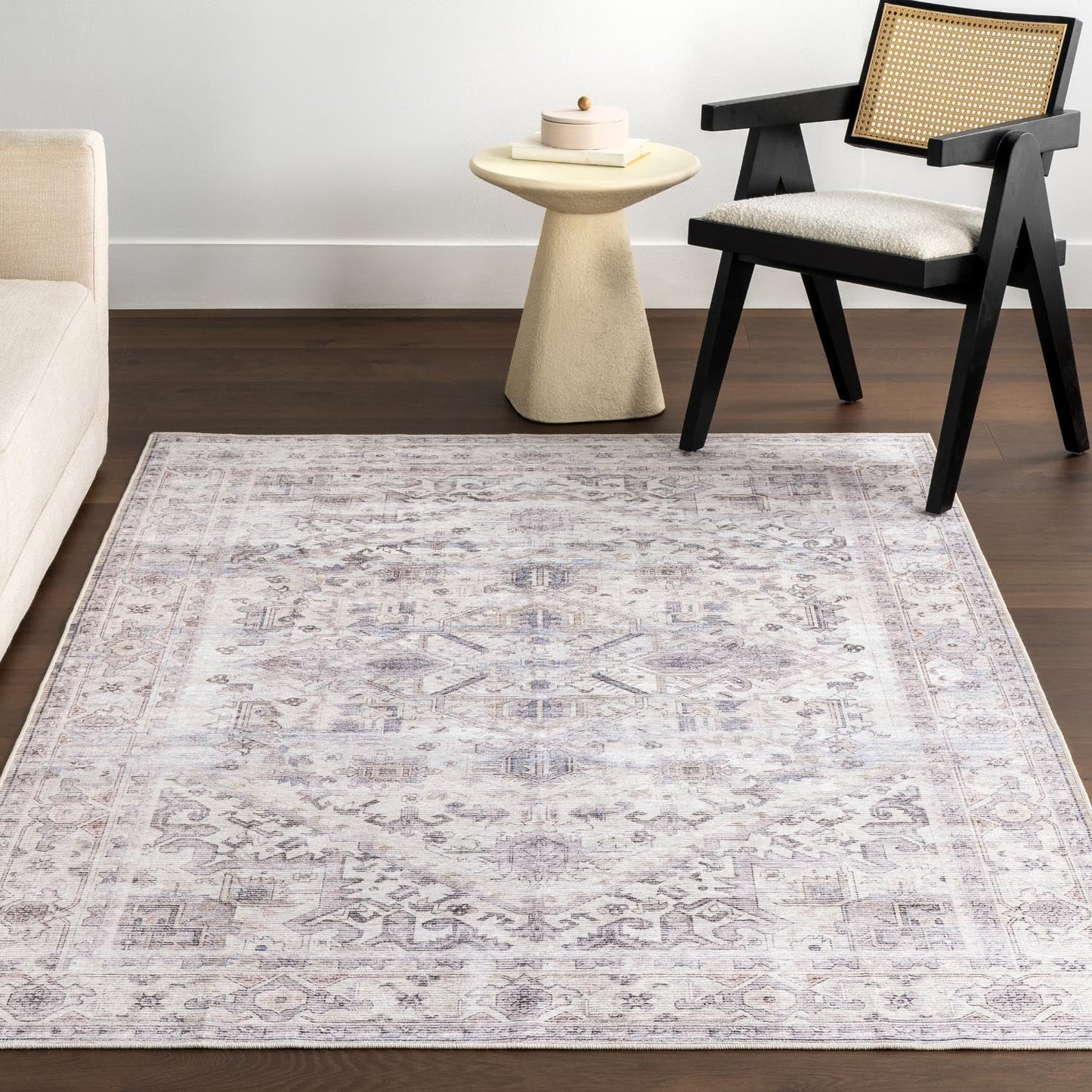 Nuloom Splashguard Kaleen Grey/Ivory, 5' x 8', Vintage, Soft and Cozy, High Traffic, Stain Resistant, Easy Clean, Durable, Machine Washable Area Rug for Bedroom, Living Room, Dining, Den, Foyer