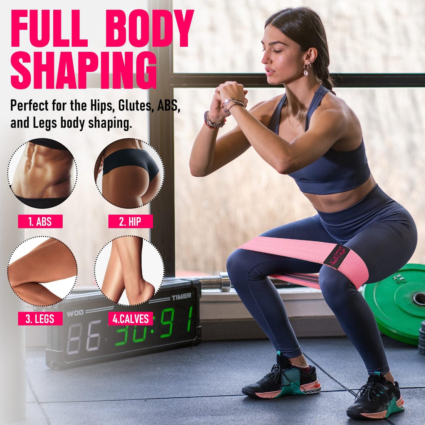 Fabric Resistance Bands for Working Out - Exercise Bands for Women and Men, Booty Bands for Legs and Butt, Yoga, Pilates, Rehab, Fitness and Home Workout