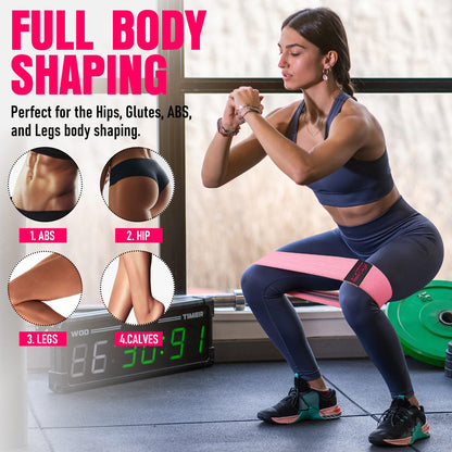 Fabric Resistance Bands for Working Out - Exercise Bands for Women and Men, Booty Bands for Legs and Butt, Yoga, Pilates, Rehab, Fitness and Home Workout