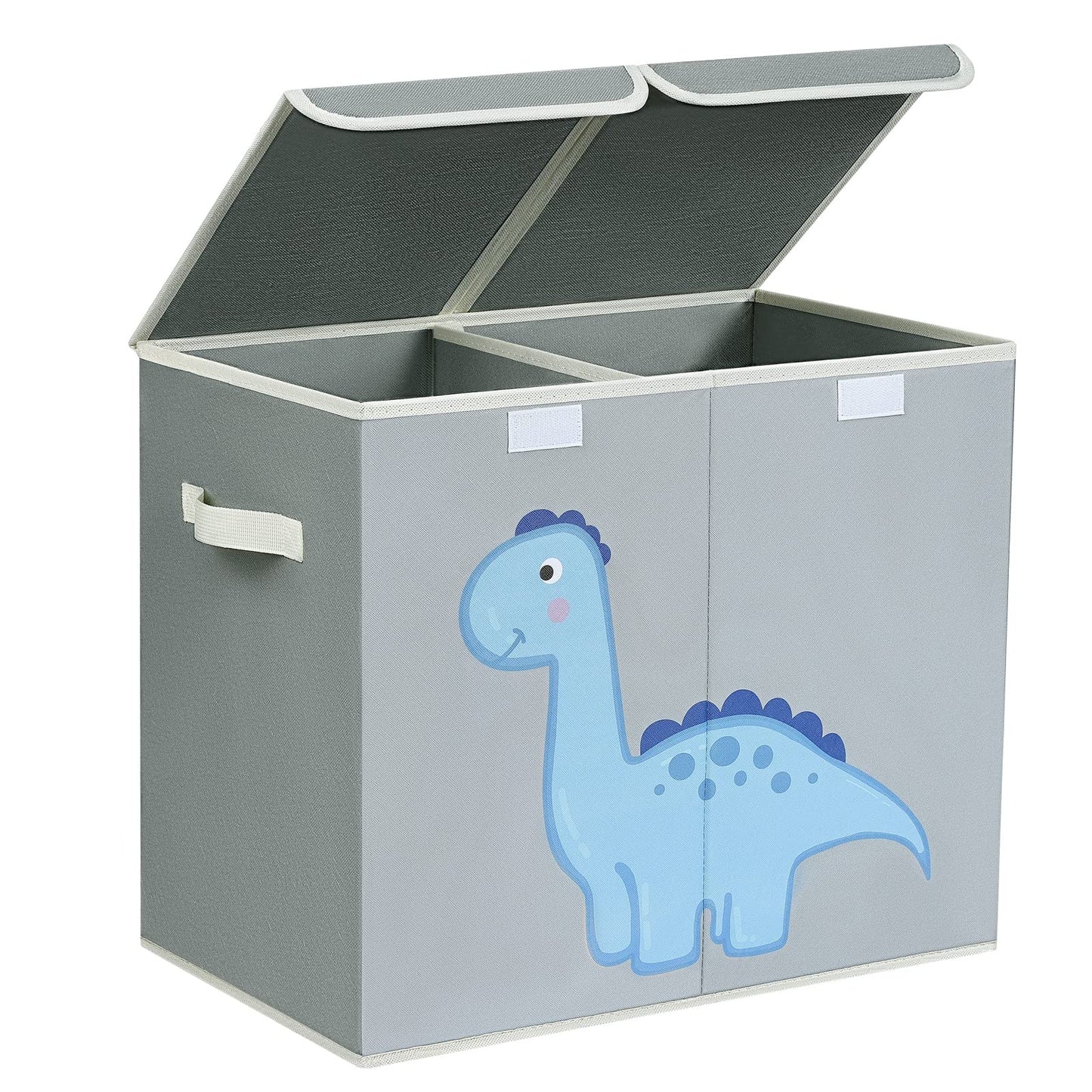 DIMJ Toy Box Storage, Large Storage Box with Lid Foldable Kids Toy Chest with Handle Cartoon Toy Organiser Divider Fabric Basket Bins for Boys, Girls, Clothes, Blankets, Nursery, Home Storage (Grey)