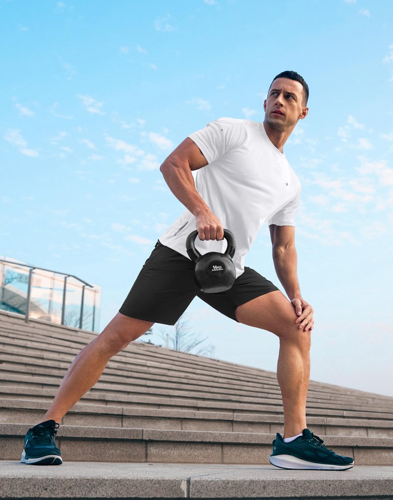 Pudolla Men's Workout Running T-Shirts Lightweight Quick Dry Athletic Gym Shirts for Men Short Sleeve Sport Tee Tops(White Large)