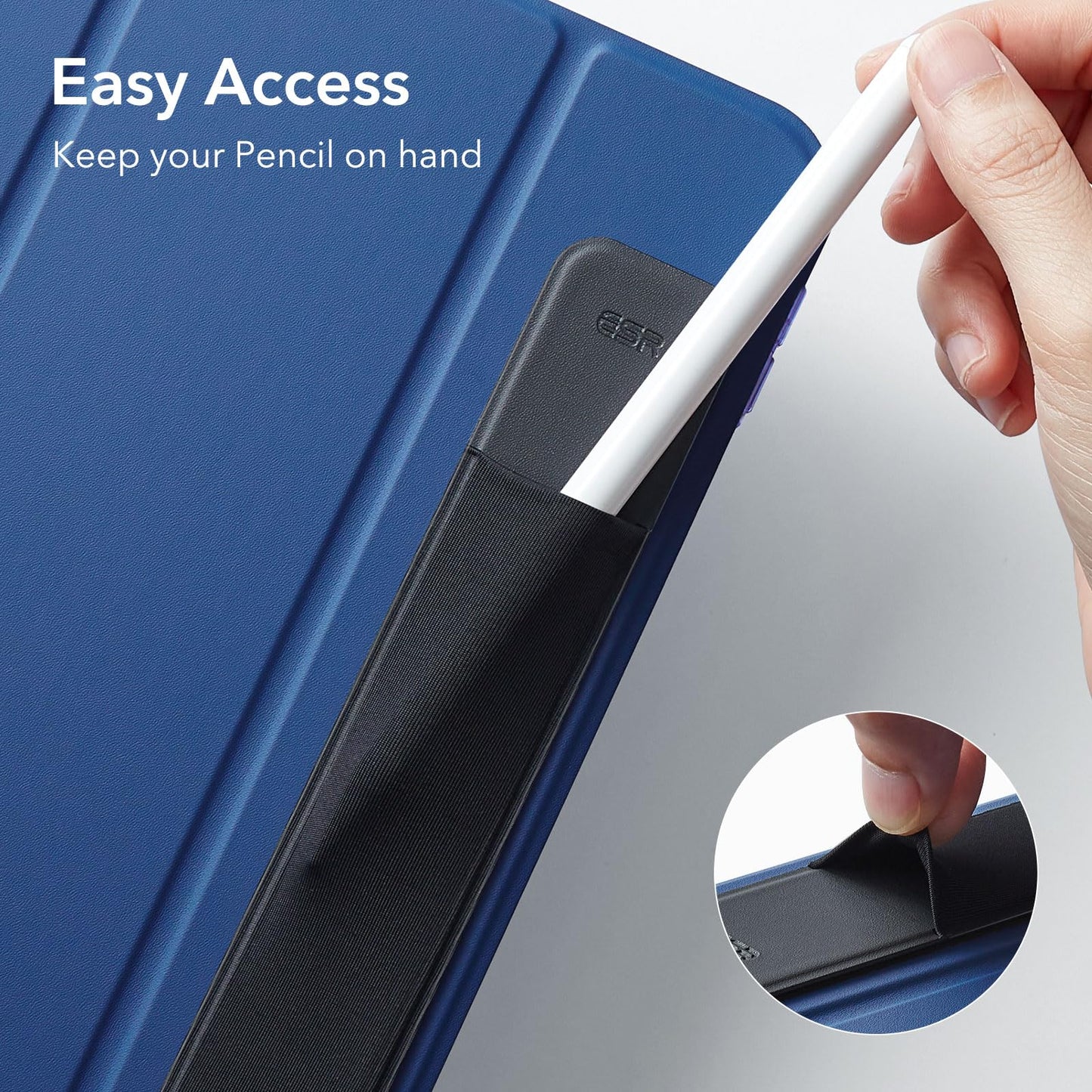 ESR Pencil Case Holder Compatible with The Pencil (Pro and 1st and 2nd Gen), Elastic Pocket for Stylus Pen [Pencil Protected and Safe] Pouch Adhesive Sleeve Attached to Case for Pencil, Black