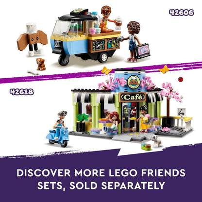 LEGO Friends Heartlake City Café Toy for Kids, Bakery Building Set, Birthday Gift Idea for 6 Plus Year Old Girls and Boys, with 3 Mini-Dolls and a Dog Figure 42618