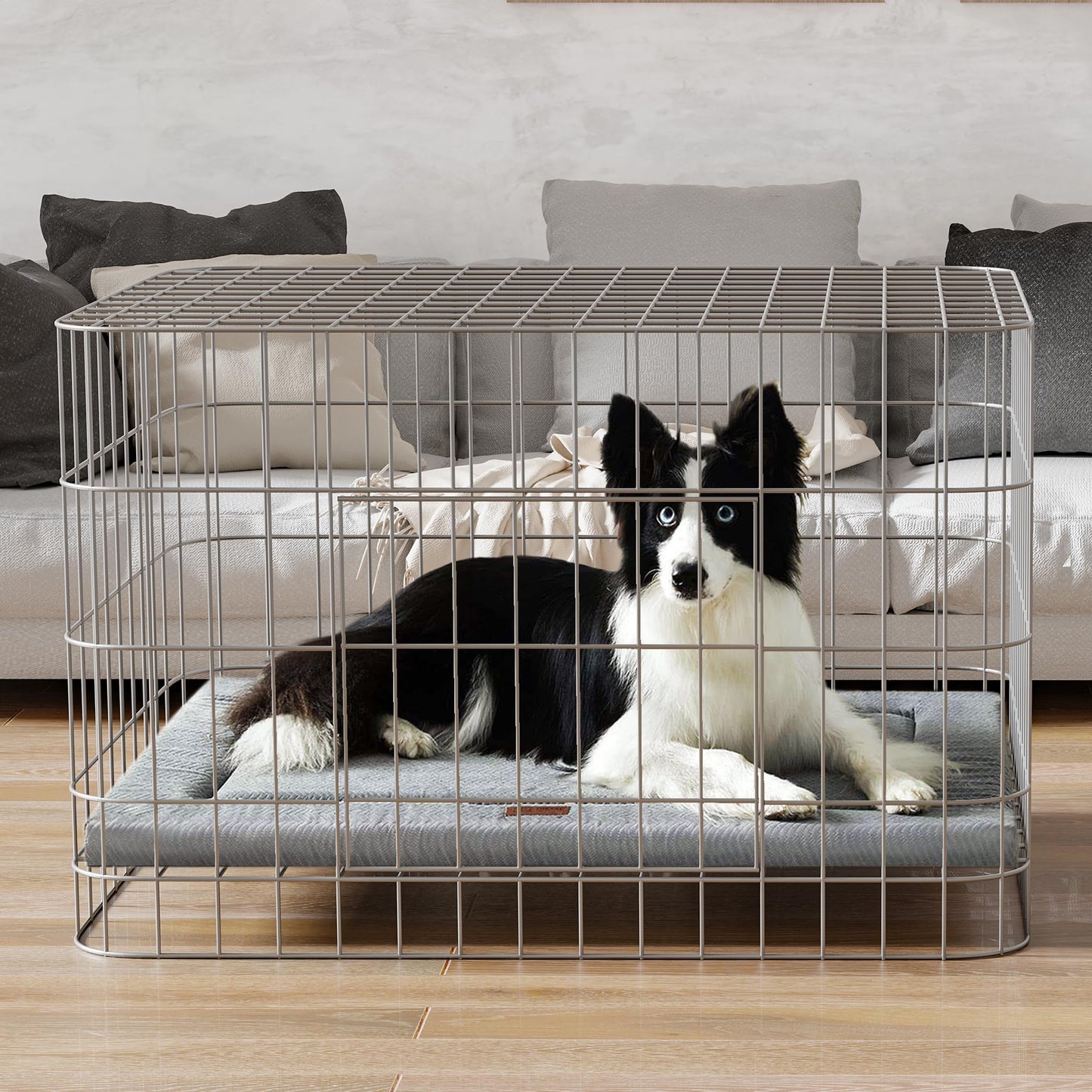 WESTERN HOME Dog Bed for Crate, Medium/Large Dogs Crate Bed with Soft Wavy Plush Comfortable Anti-Slip Kennel Pad Washable Pet Beds Mat for Dogs & Cats, Grey