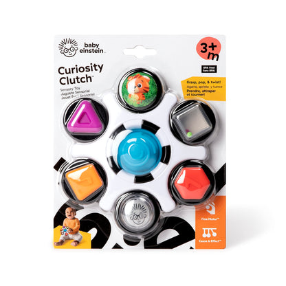 Baby Einstein Curiosity Clutch Fidget Sensory Toy and Pop It Rattle, BPA Free Infant Teether, Age 3 Months+