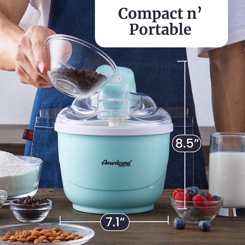 Elite Gourmet Americana Collection Elite EIM520M 1 Quart Automatic Easy Homemade Electric Ice Cream Maker, Frozen Yogurt, Sorbet, Gelato Treat, with Recipes, Mint
