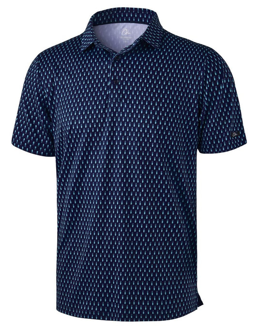 Obla Mens Golf Polo Shirts Short Sleeve Dry Fit Performance Moisture Wicking Casual Print Collared Golf Shirts for Men (Blue Golf Bag_M)