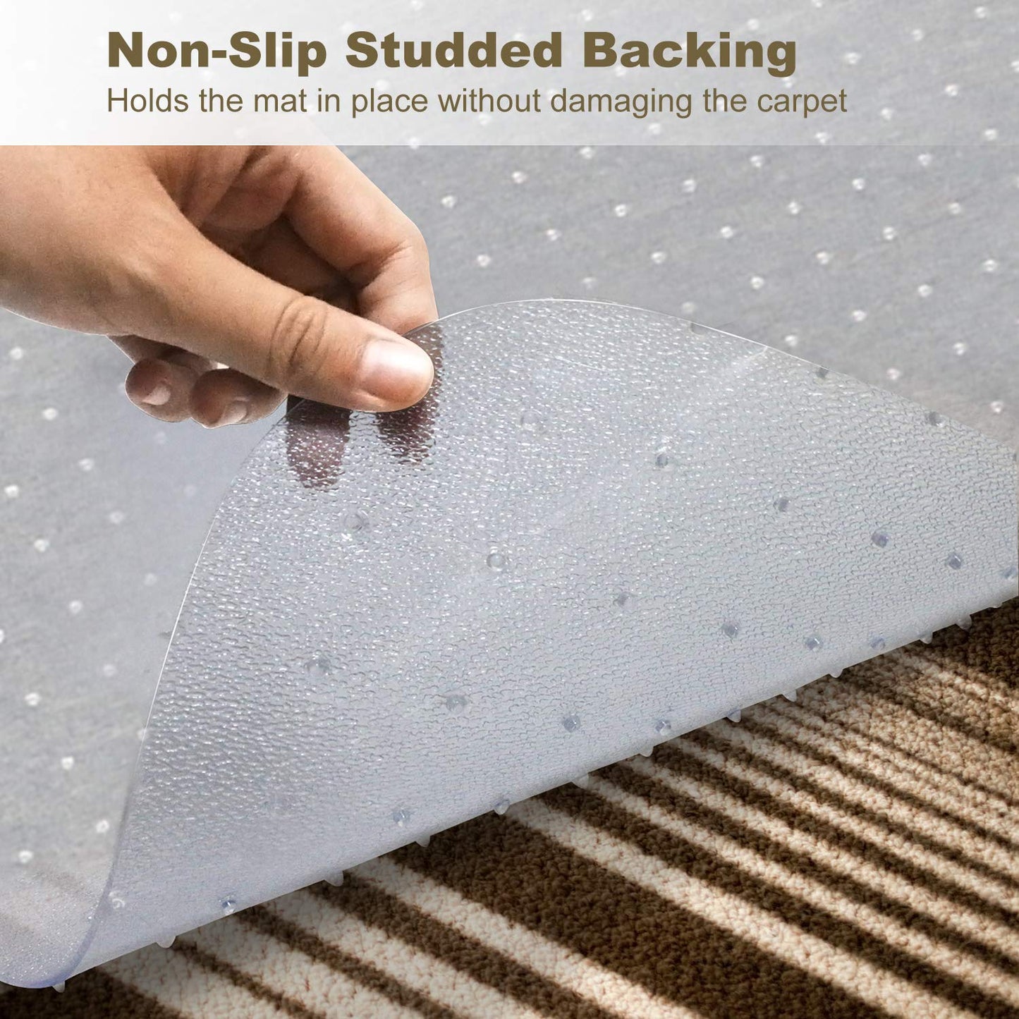 Kuyal Office Chair Mat for Carpets,Transparent Thick and Sturdy Floor Mats for Low and No Pile Carpeted Floors, with Studs (36" X 48" Rectangle)