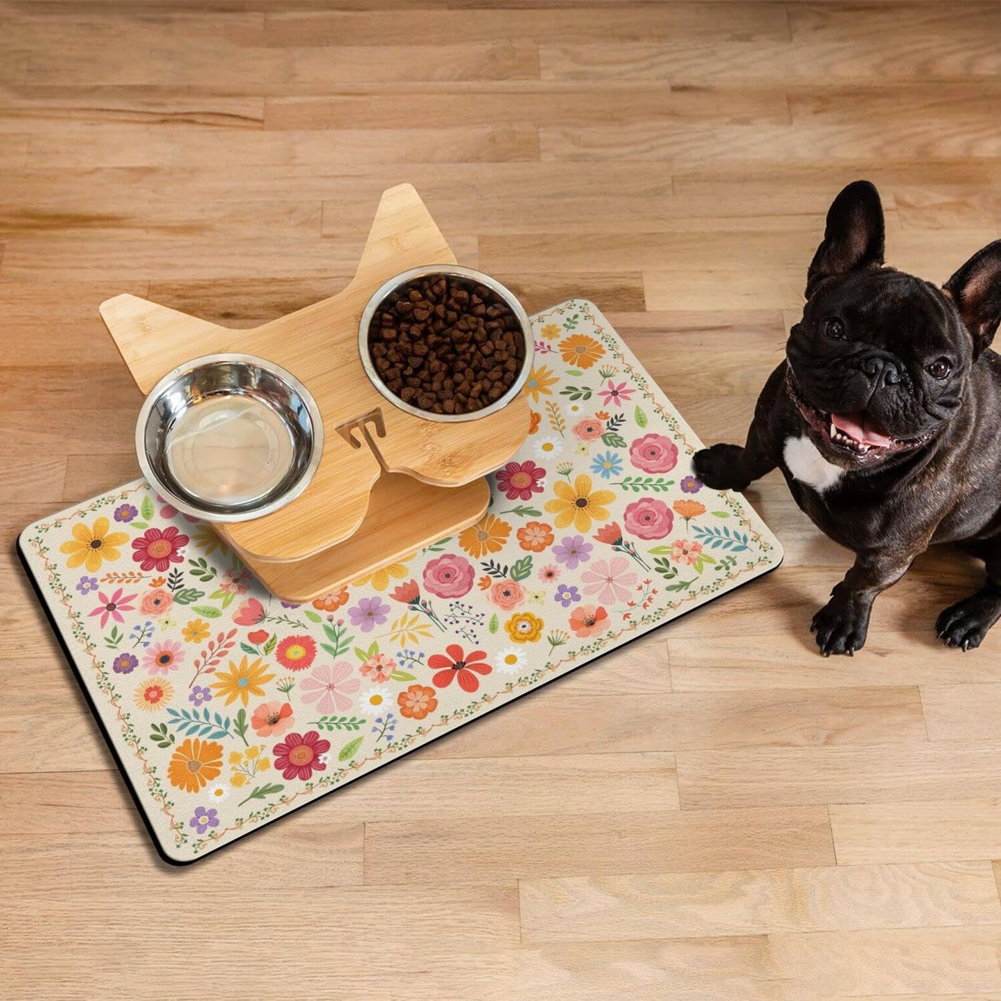 Pet Feeding Mat for Floors Waterproof Dog Mat for Food and Water Absorbent Quick Dry Non Slip mat for Cat Bowls
