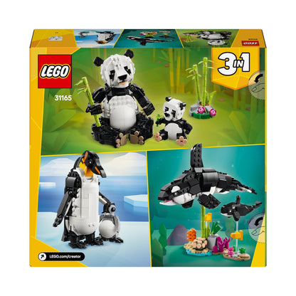 LEGO Creator 3in1 Wild Animals: Panda Family Toy - Transforms into Penguin Figures or Orca Whale Toys - Creative Birthday Gift for 8+ Year Old Girls & Boys - 31165