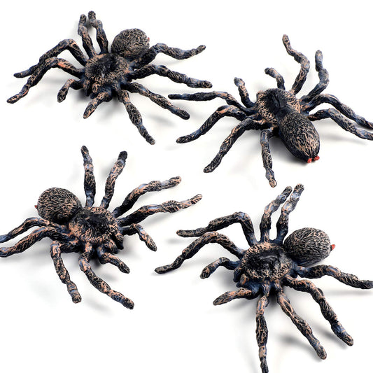 4 Pieces Realistic Spider Giant Fake Spider Action Model Plastic Animal Tarantula Toy Figures Lifelike Educational Toy for Girls and Boys, Halloween Prank Props Party Supplies