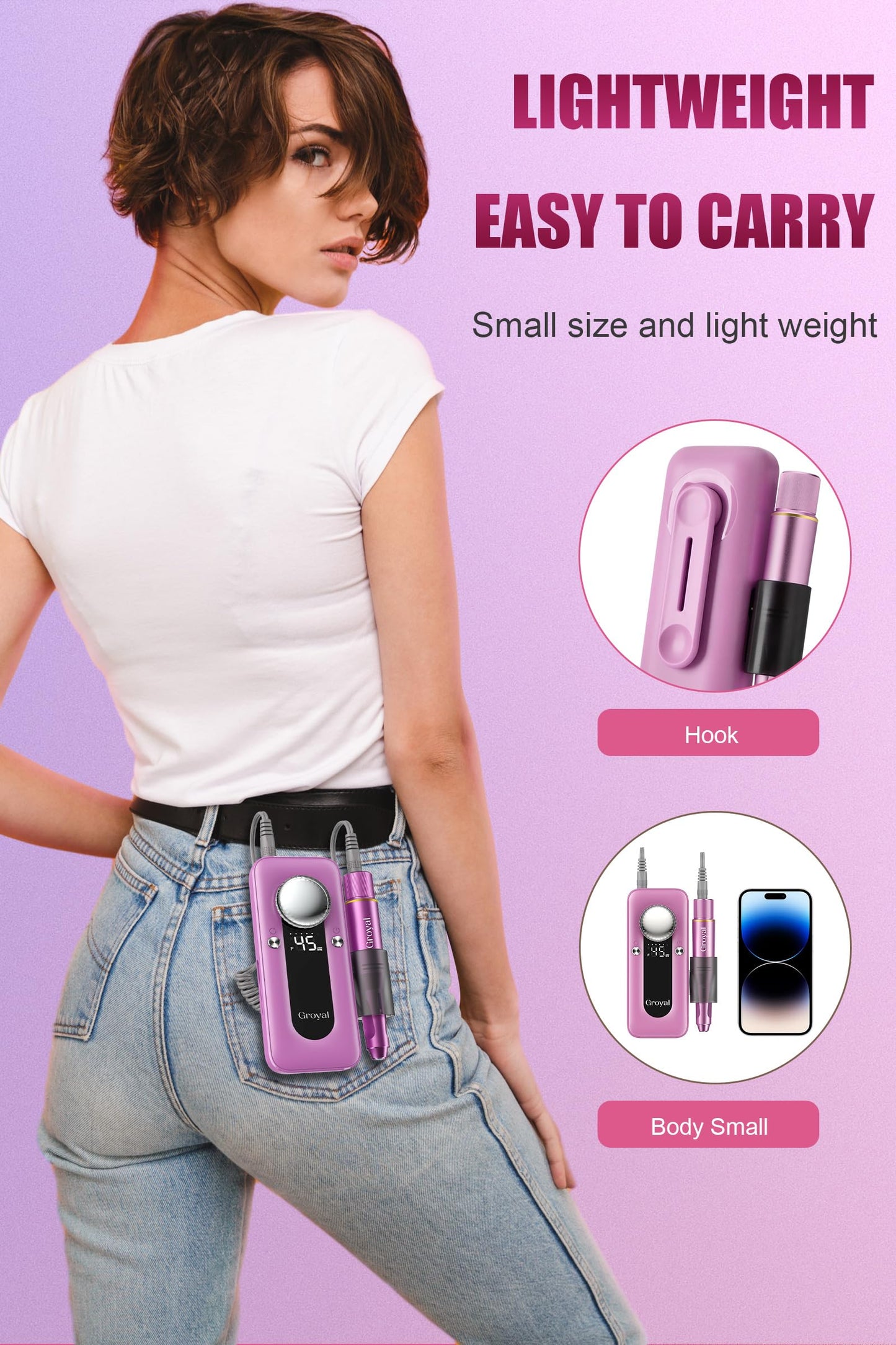 Electric Nail Drill Professional, 45000RPM Cordless Electric Nail File for Acrylic Gel Nails, Professional Nail Drill Manicure Pedicure Polishing Shape Tools for Home Salon