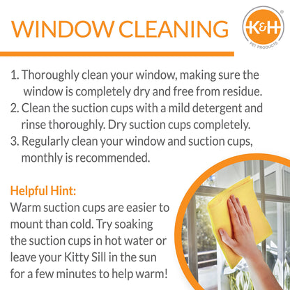 K&H Pet Products EZ Mount Thermo-Kitty Window Bed Extra-Deep Gray 27 X 10 X 11 Inches