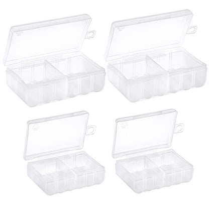 GlossyEnd Set of 4 - Two AA and Two AAA Battery Storage Box, Battery Storage Case, Battery Holder Clear