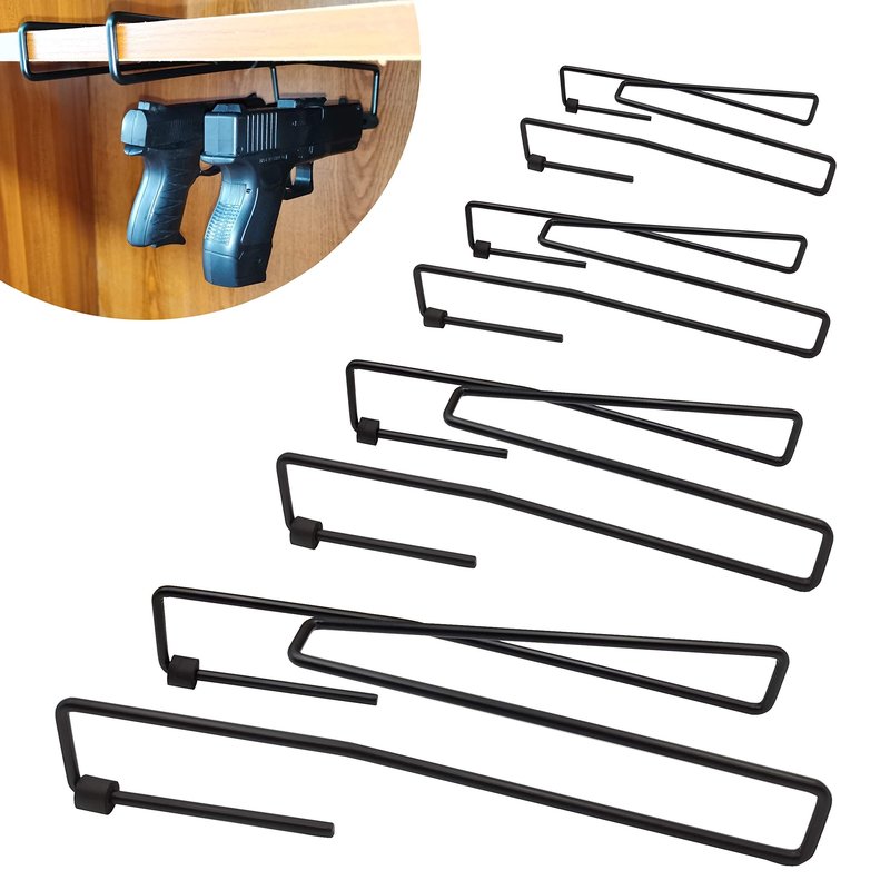 StrongTools Handgun Hanger, Pistol Rack for Gun Safe Shelf or Bookshelf, Pistol Organizer for Displays and Cabinet (4 Packs for 8 Guns)