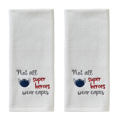 SKL Home Not All Heroes Hand Towel (2-Pack), White 2 Count