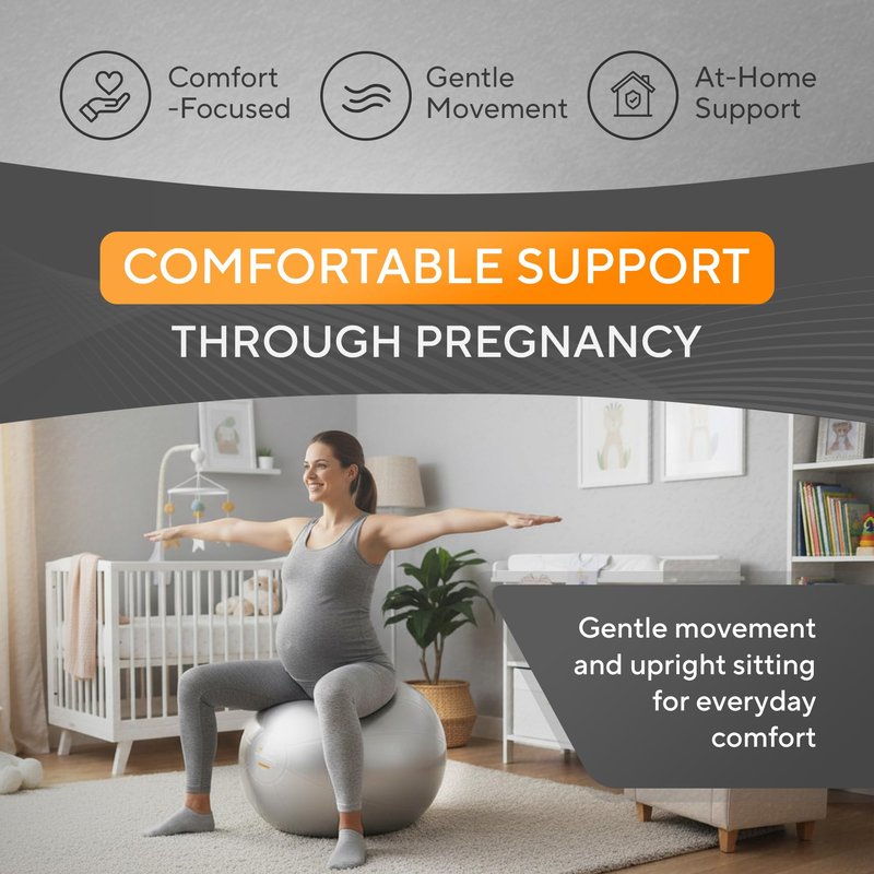 MANTRA SPORTS Exercise Ball – 55cm Birthing Ball Pregnancy Ball, Yoga Ball, Gym Ball Physio Ball - Anti-Burst Slow-Deflate, Non-Slip | Pump, Plugs and Measuring Tape Included – Cloudy Grey