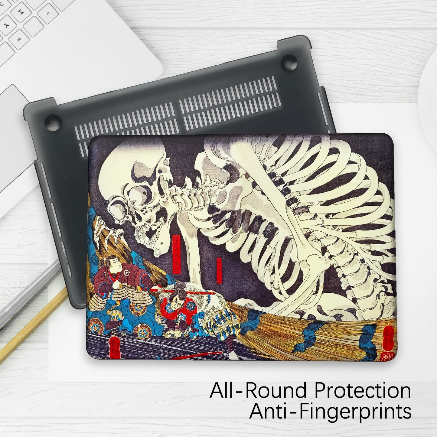 Compatible with MacBook Air 13 inch Art Case Skin, 2022, 2021, 2020-2018 Release A2179/A2337 M1 with Touch ID Colorful with Keyboard Cover & Screen Protector (The Skeleton Specter by Kuniyoshi)