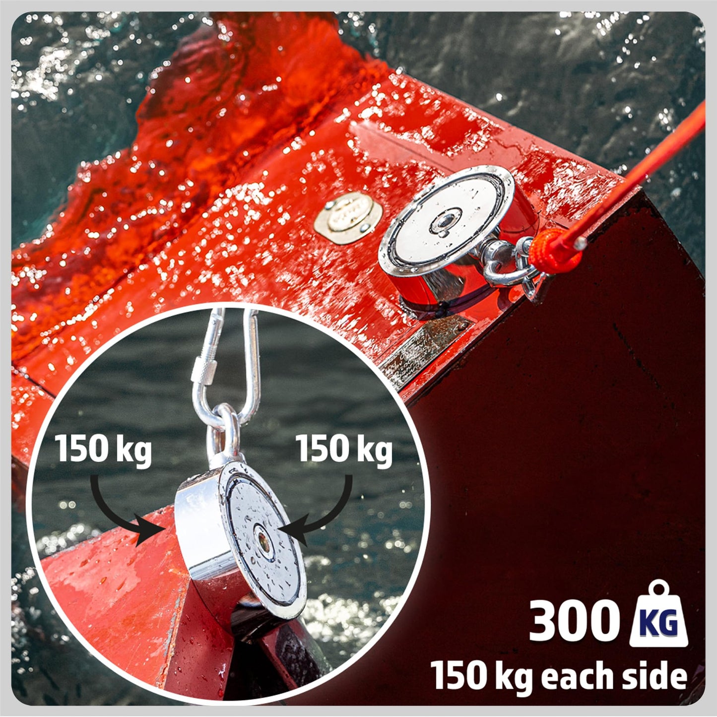MAGFISHION Magnet Fishing Kit - 300 KG (700lb) - Ø60mm - Super Strong Neodymium Magnet with Rope (20M), Carabiner, Gloves, Threadlocker - Magnetic Powerful Magnets
