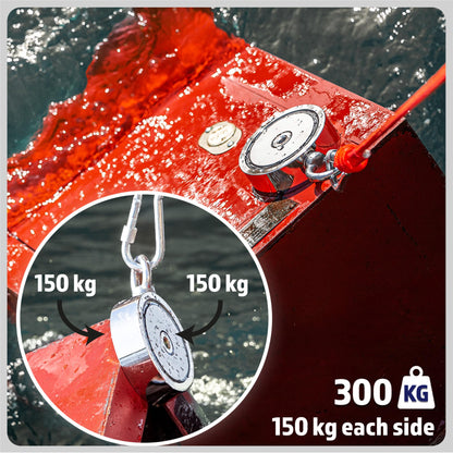 MAGFISHION Magnet Fishing Kit - 300 KG (700lb) - Ø60mm - Super Strong Neodymium Magnet with Rope (20M), Carabiner, Gloves, Threadlocker - Magnetic Powerful Magnets