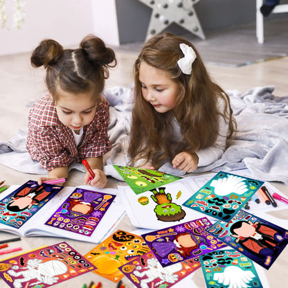 36 Sheets Halloween Stickers for Kids Make Your Own Halloween Stickers, Halloween Party Games Stickers for Kids, Halloween Party Favors Trick or Treat Party Supplies