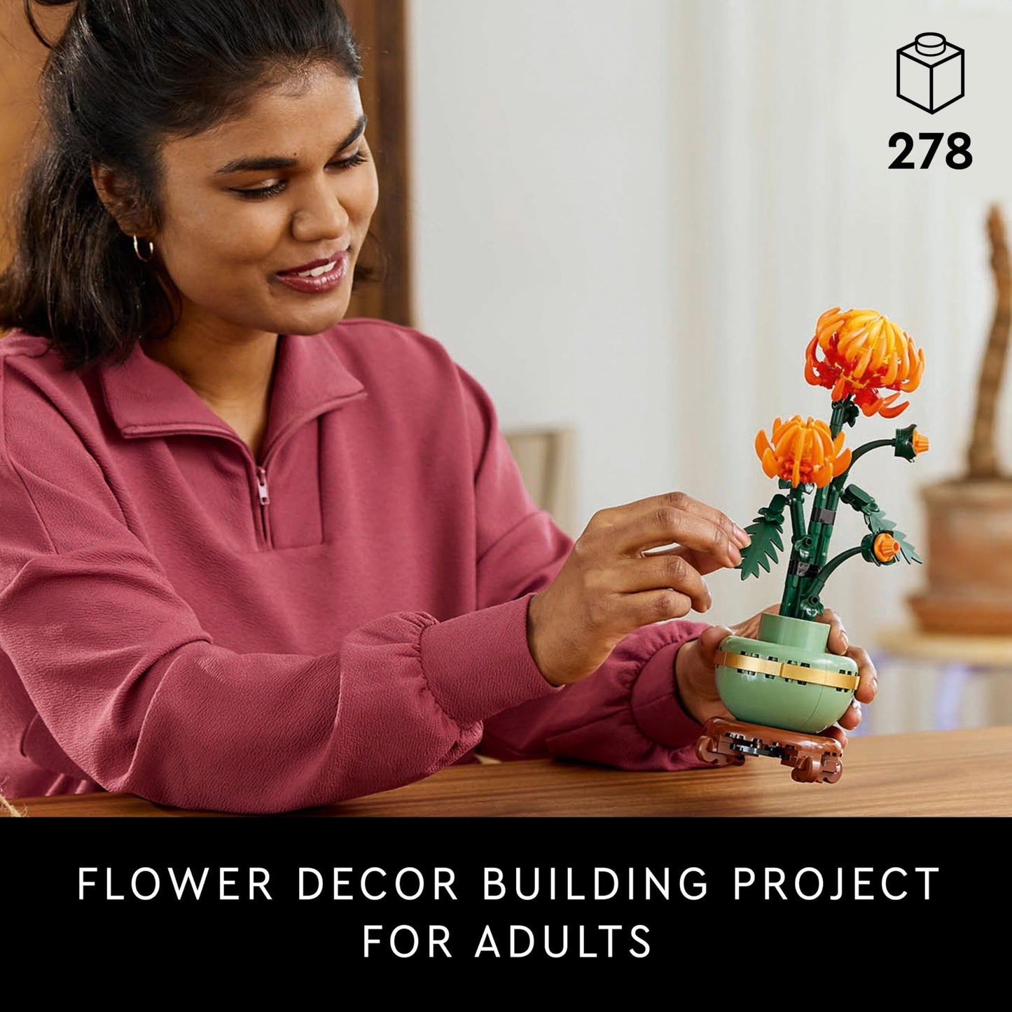 LEGO Botanicals Chrysanthemum Artificial Flower Building Set - Faux Plant Gift for Mothers - Creative Model Kit for Adults to Build - Home Office Decor from the Botanical Collection - 10368