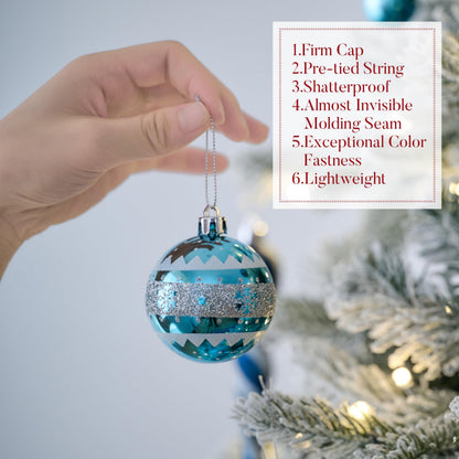 Valery Madelyn Christmas Ornaments Set, 100ct Navy Blue and Silver Shatterproof Christmas Tree Decorations Ball Ornaments Bulk, Winter Wonderland Hanging Ornaments for Xmas Trees Holiday Decor