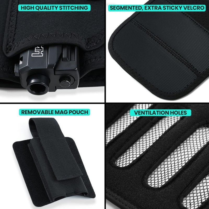 Premium Belly Band Holster for Deep Concealment, Magnetic Retention – Fits 99% of Handguns (Right, LITE Edition (one Spare mag Pouch), Regular (Belly from 28" to 44"))
