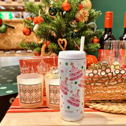 Allcho Christmas Gifts for Women Mom Daughters, Christmas Travel Coffee Tumbler for Friends Girls, Insulated Water Bottle, 18 oz Stainless Steel Water Bottles, 2 Lids, Available Gift Wrapping
